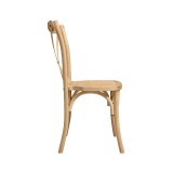 Krzesło ślubne CROSS-BACK WOOD RATTAN naturalny pobielany