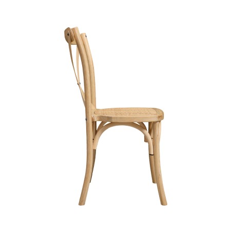 Krzesło ślubne CROSS-BACK WOOD RATTAN naturalny pobielany