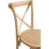 Krzesło ślubne CROSS-BACK WOOD RATTAN naturalny pobielany
