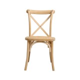 Krzesło ślubne CROSS-BACK WOOD RATTAN naturalny pobielany