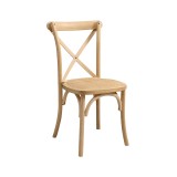 Krzesło ślubne CROSS-BACK WOOD RATTAN naturalny pobielany