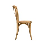 Krzesło ślubne CROSS-BACK WOOD RATTAN jasny rustykalny