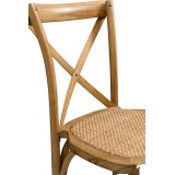 Krzesło ślubne CROSS-BACK WOOD RATTAN jasny rustykalny