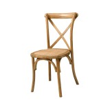 Krzesło ślubne CROSS-BACK WOOD RATTAN jasny rustykalny