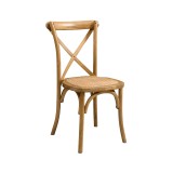 Krzesło ślubne CROSS-BACK WOOD RATTAN jasny rustykalny