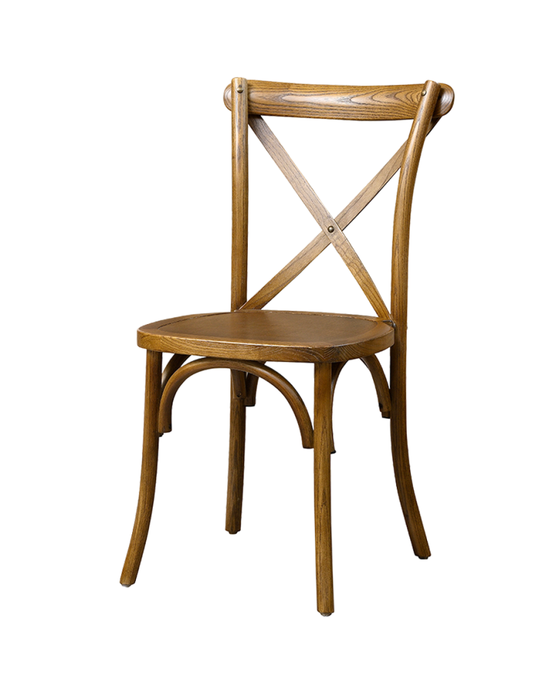 Krzesło Cross-Back Wood ciemne rustykalne