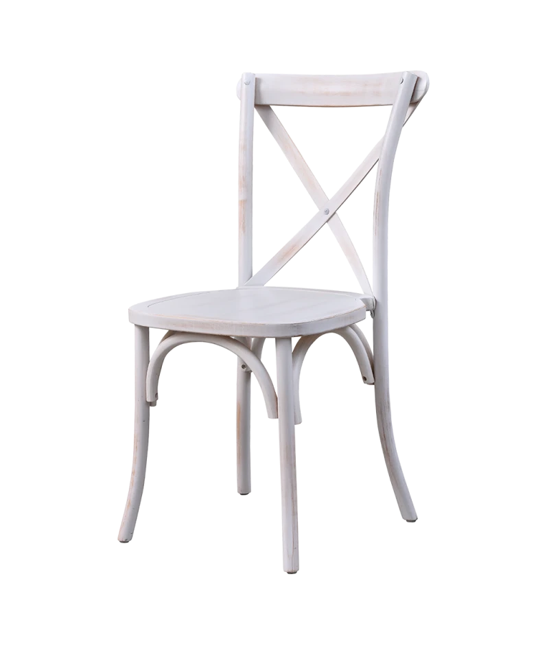 Stolička Cross-Back Wood, antique biela