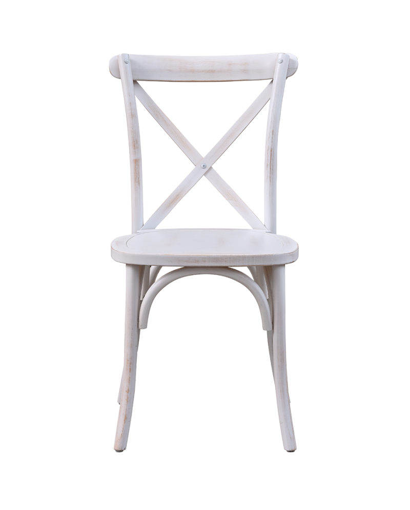 Stolička Cross-Back Wood, antique biela
