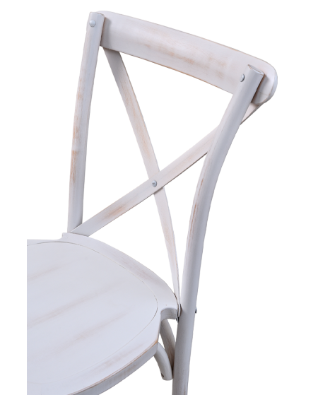 Krzesło Cross-Back Wood białe postarzane