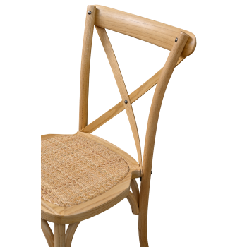 Krzesło Cross-Back Wood Rattan naturalne