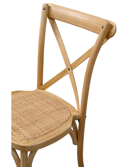 Krzesło Cross-Back Wood Rattan naturalne