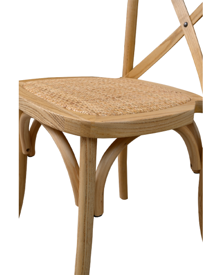 Krzesło Cross-Back Wood Rattan naturalne
