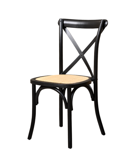 Krzesło Cross-Back Wood Rattan czarne