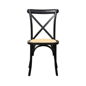 Krzesło Cross-Back Wood Rattan czarne