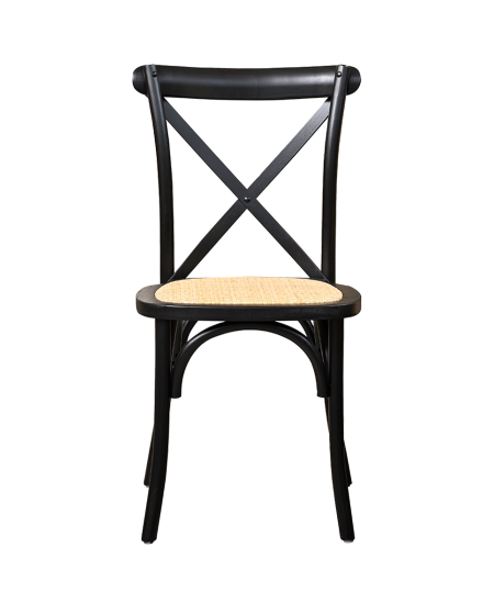 Krzesło Cross-Back Wood Rattan czarne