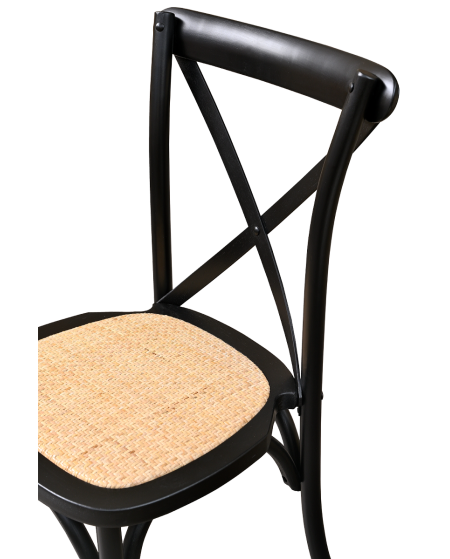 Krzesło Cross-Back Wood Rattan czarne