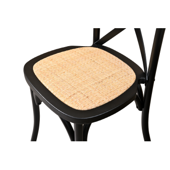 Krzesło Cross-Back Wood Rattan czarne