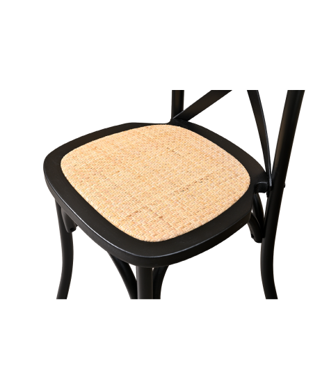 Krzesło Cross-Back Wood Rattan czarne