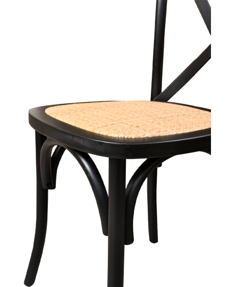 Krzesło Cross-Back Wood Rattan czarne