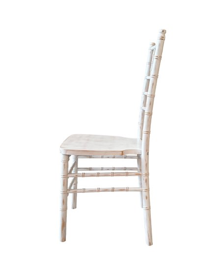 Krzesło ślubne Tiffany Wood biały postarzany
