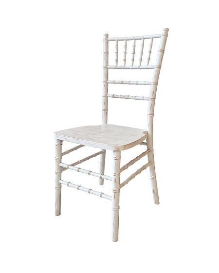 Krzesło ślubne Tiffany Wood biały postarzany