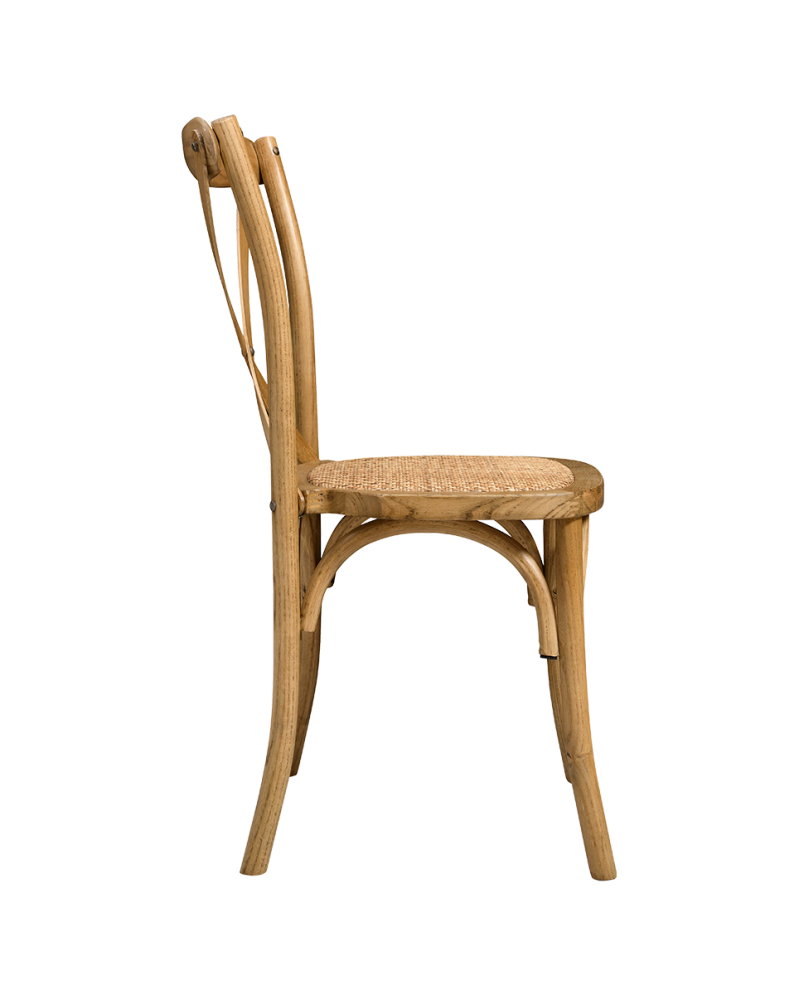 Stolička Cross-Back Wood, ratan/rustikálny dub