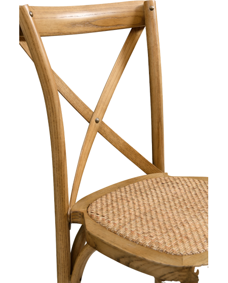 Krzesło Cross-Back Wood Rattan jasny rustykalny
