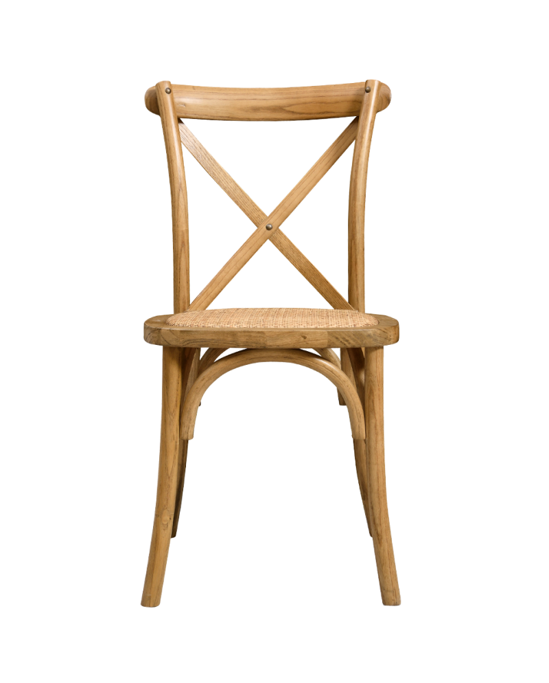 Stolička Cross-Back Wood, ratan/rustikálny dub