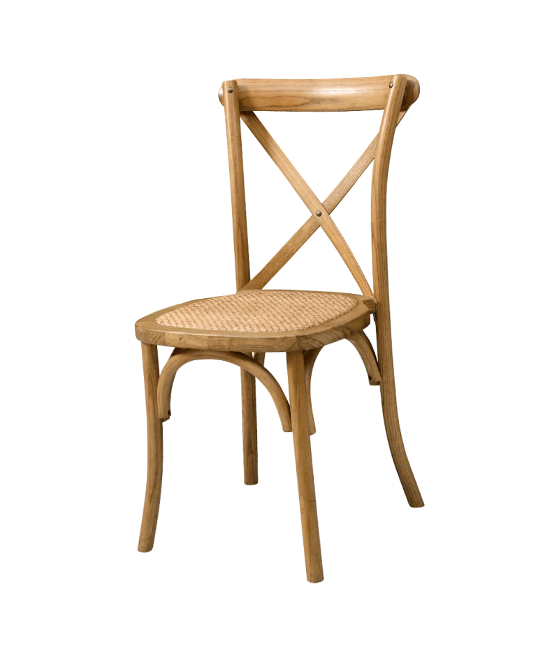 Stolička Cross-Back Wood, ratan/rustikálny dub