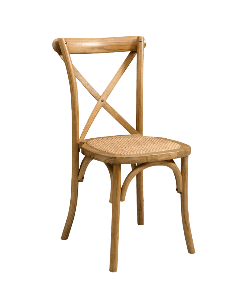 Stolička Cross-Back Wood, ratan/rustikálny dub