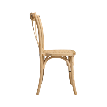 Krzesło Cross-Back Wood Rattan naturalny pobielany