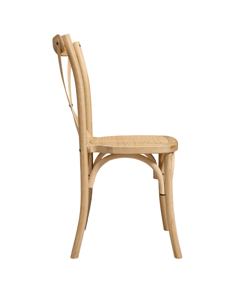 Stolička Cross-Back Wood, ratan/ bielený dub