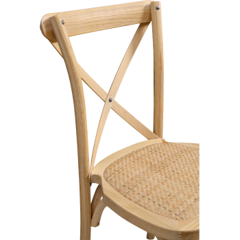 Krzesło Cross-Back Wood Rattan naturalny pobielany