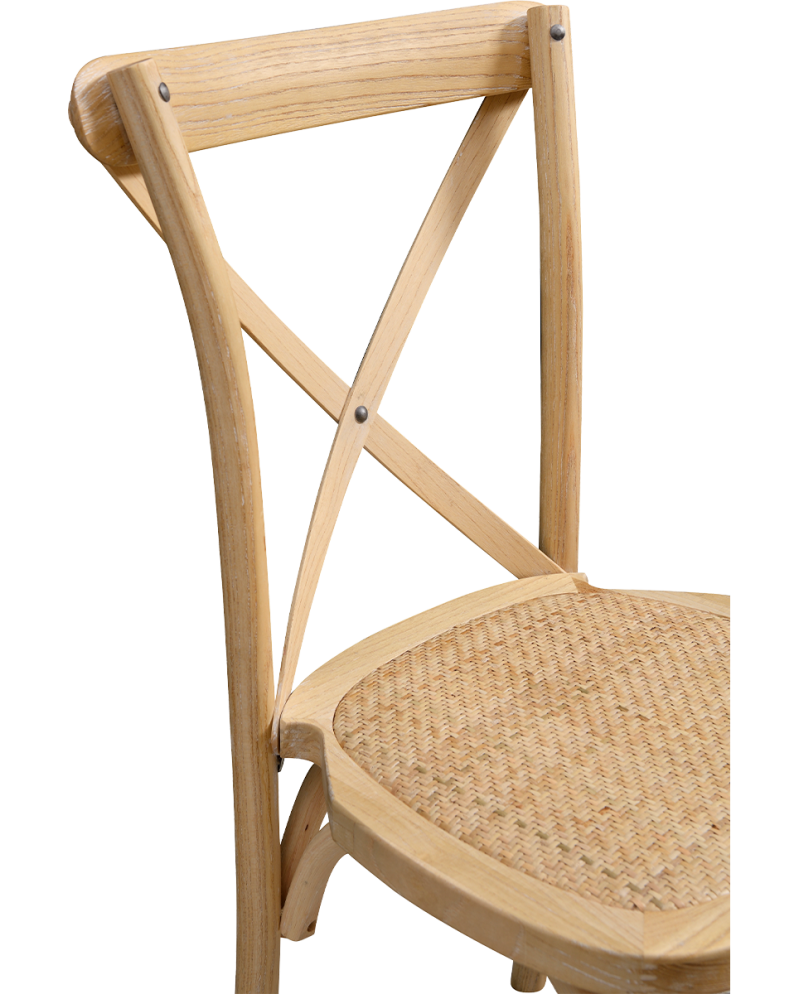 Stolička Cross-Back Wood, ratan/ bielený dub