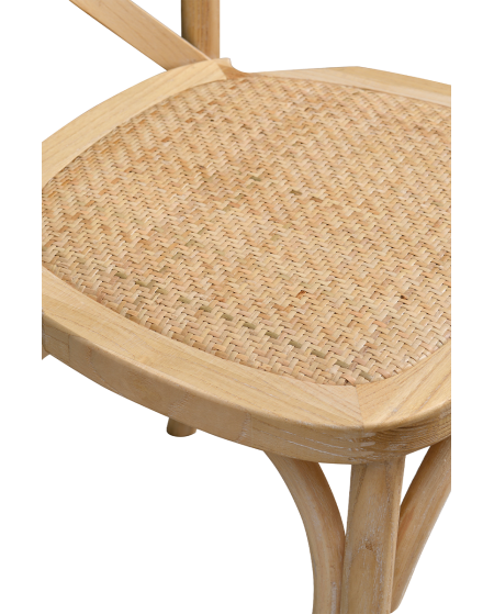 Krzesło Cross-Back Wood Rattan naturalny pobielany