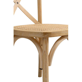 Krzesło Cross-Back Wood Rattan naturalny pobielany