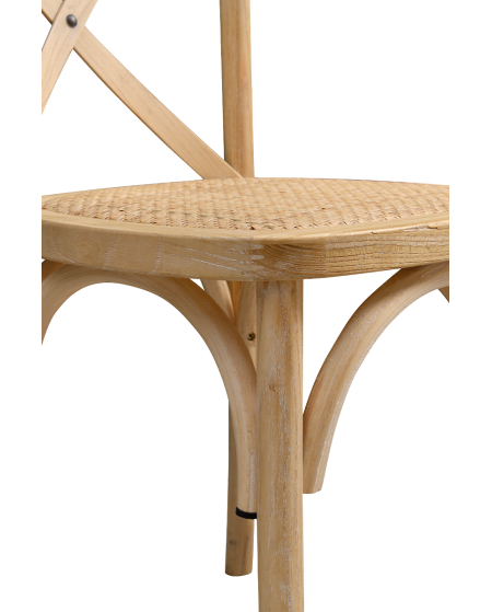 Krzesło Cross-Back Wood Rattan naturalny pobielany