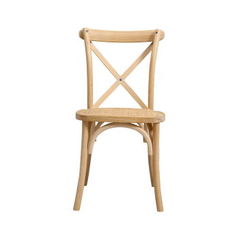 Krzesło Cross-Back Wood Rattan naturalny pobielany