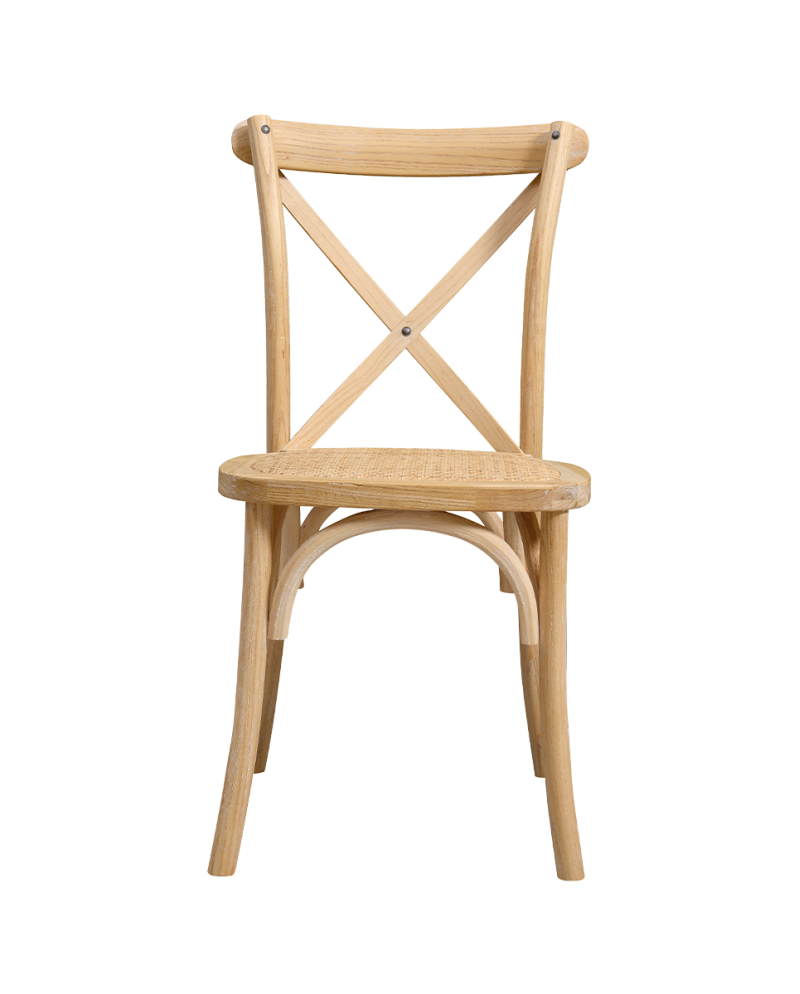 Stolička Cross-Back Wood, ratan/ bielený dub
