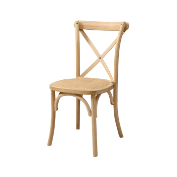 Krzesło Cross-Back Wood Rattan naturalny pobielany
