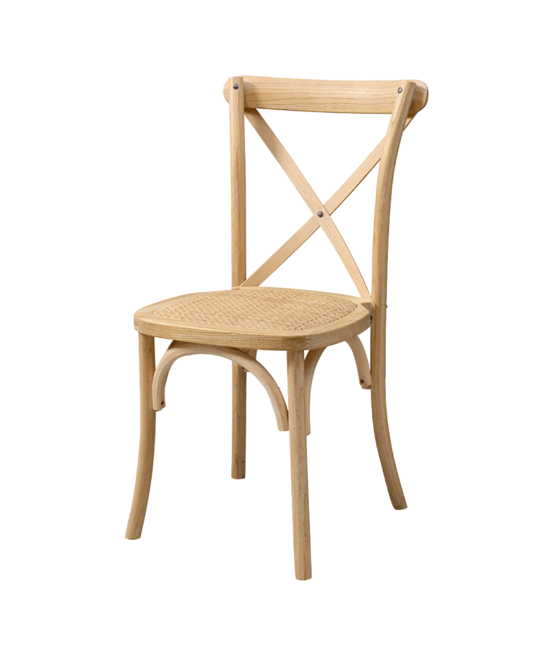 Stolička Cross-Back Wood, ratan/ bielený dub
