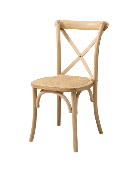Krzesło Cross-Back Wood Rattan naturalny pobielany