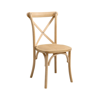 Krzesło Cross-Back Wood Rattan naturalny pobielany