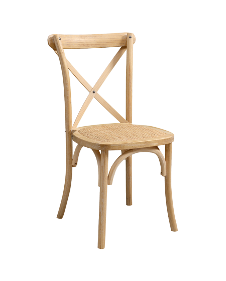 Krzesło Cross-Back Wood Rattan naturalny pobielany