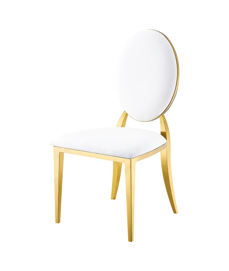 Stolička Glamour Full Tap, biela/zlatá