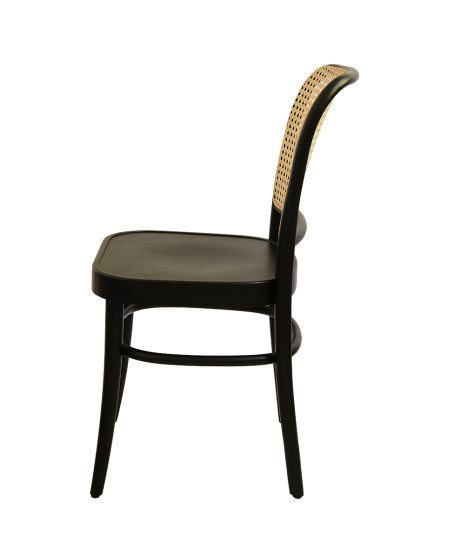 Krzesło drewniane Loomi 811 rattan czarne