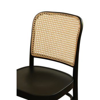 Krzesło drewniane Loomi 811 rattan czarne