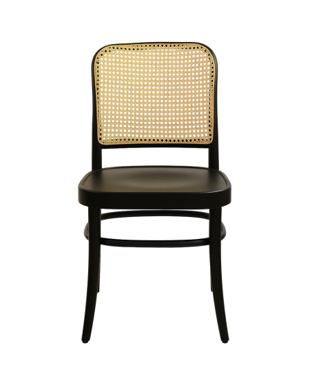 Krzesło drewniane Loomi 811 rattan czarne