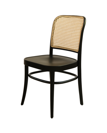 Krzesło drewniane Loomi 811 rattan czarne