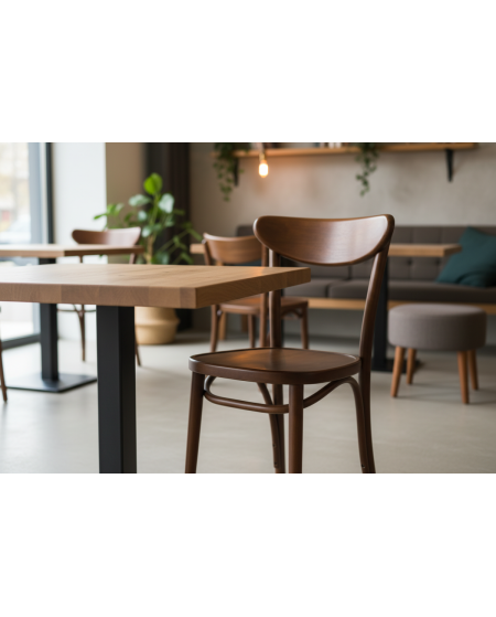 Stolik Alfa S czarny z dębowym blatem drewnianym